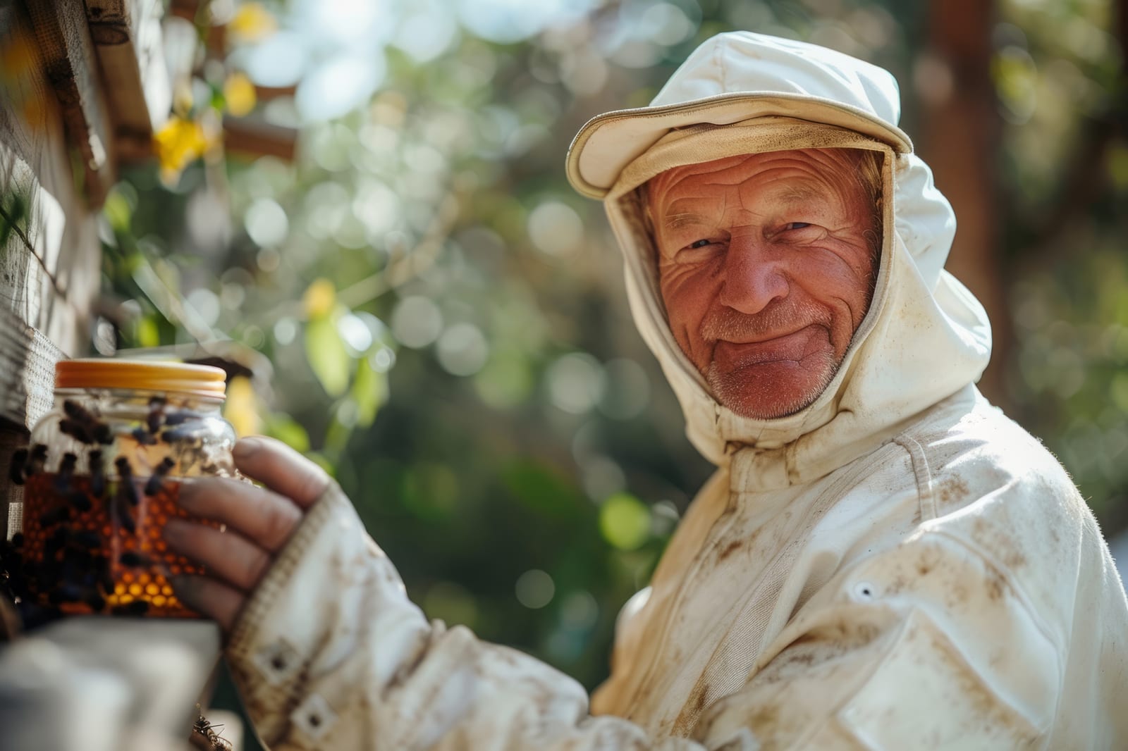 Colmeias de madeira em apiário ao ar livre, cercadas por vegetação da Serra da Canastra